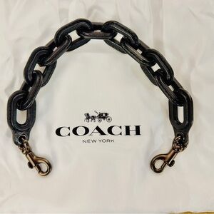 COACH Black extra Short Leather Covered Short Chain Strap New without tags